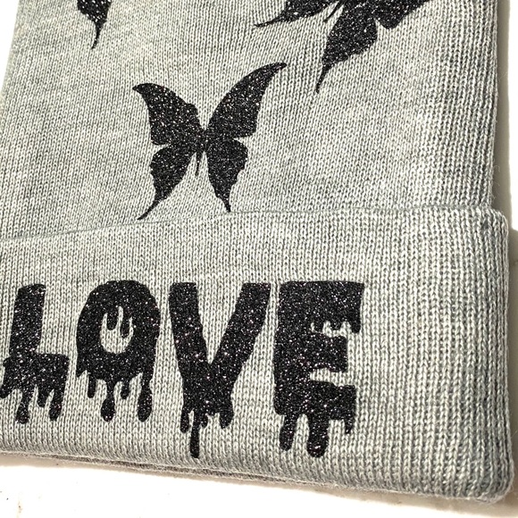 Winter Skully Beanie Hat with Love Quote - Picture 4 of 5